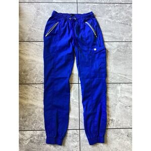 Jaanuu Womens Royal Blue Cargo Jogger Scrub Pants XS J95041 RYLC Gold Hardware